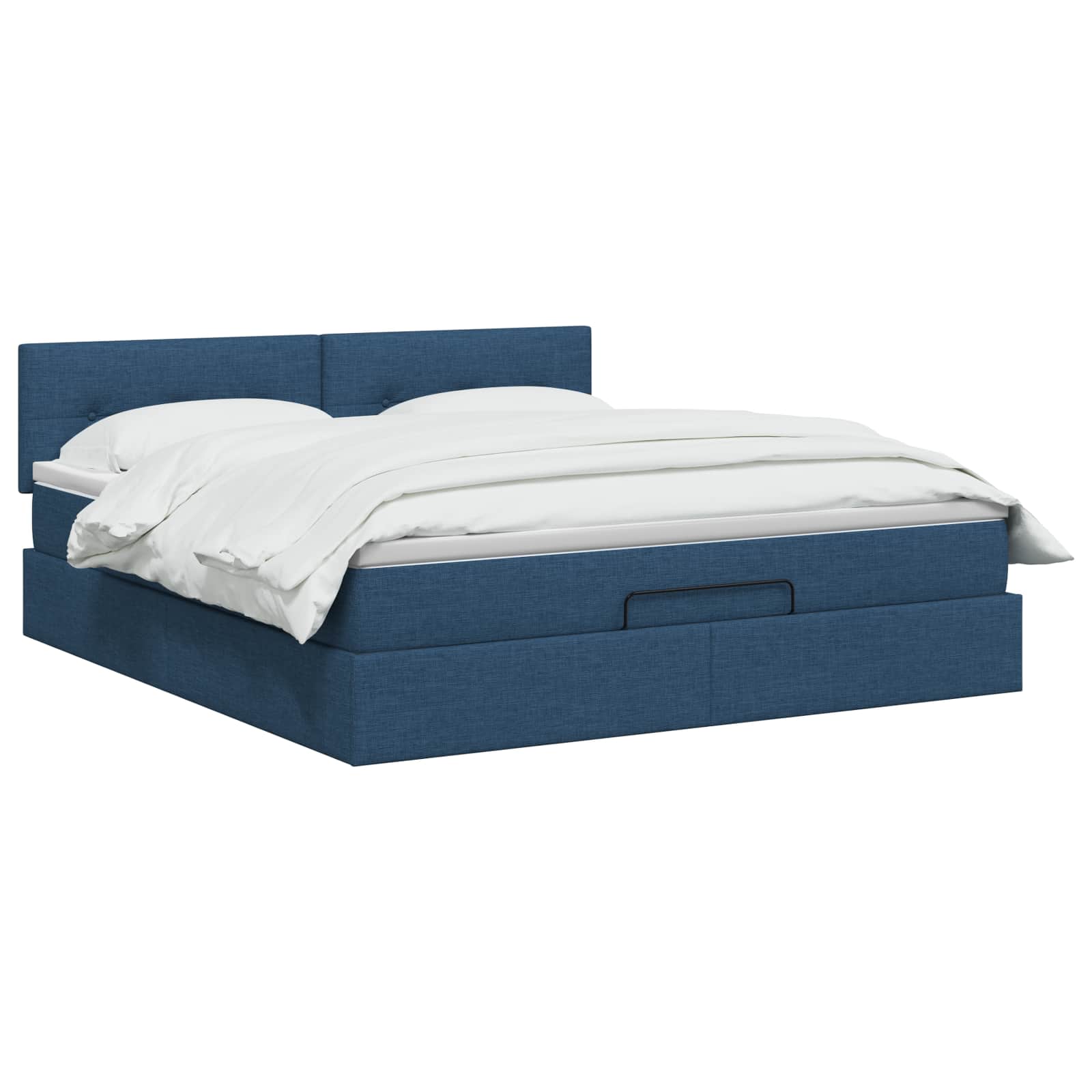 Ottoman Bett mit Matratze mit Kopfteil Blau 140 x 200 cm Stoff