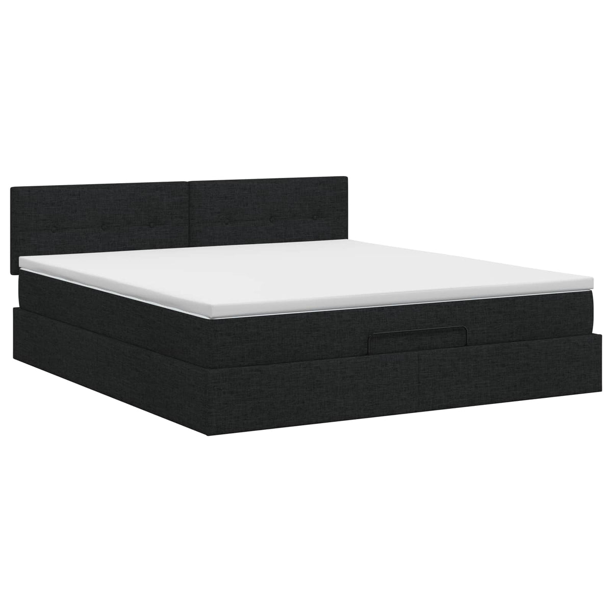 Ottoman Bett mit Matratze Schwarz 160 x 200 cm Stoff