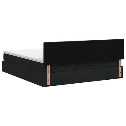 Ottoman Bett mit Matratze Schwarz 160 x 200 cm Stoff