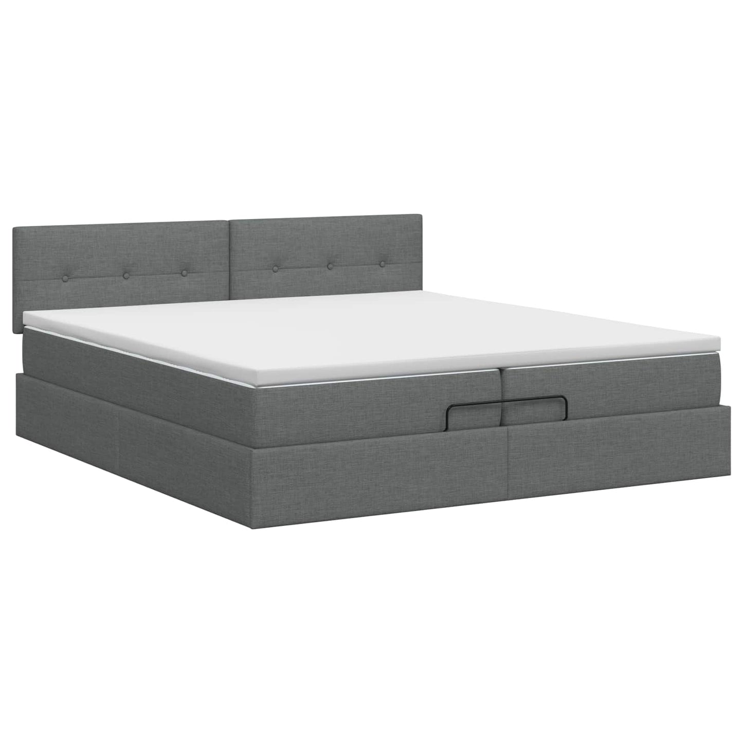 Ottoman Bett mit Matratze Dunkelgrau 200 x 200 cm Stoff