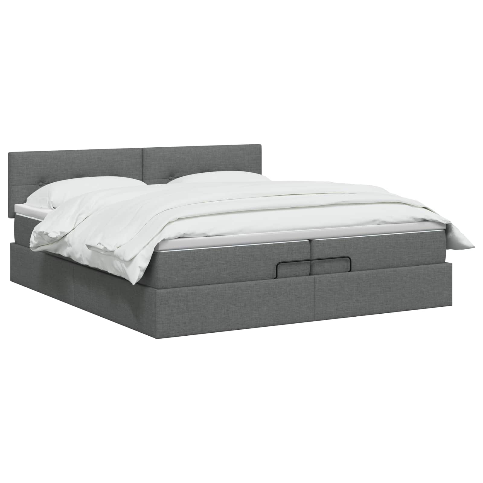 Ottoman Bett mit Matratze Dunkelgrau 200 x 200 cm Stoff