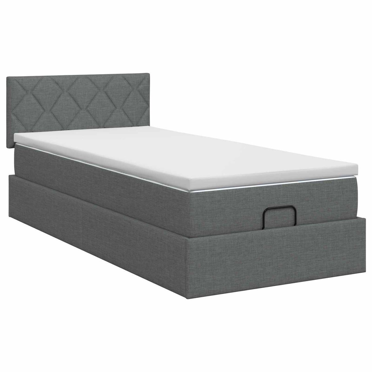 Ottoman Bett mit Matratze Dunkelgrau 80 x 200 cm Stoff