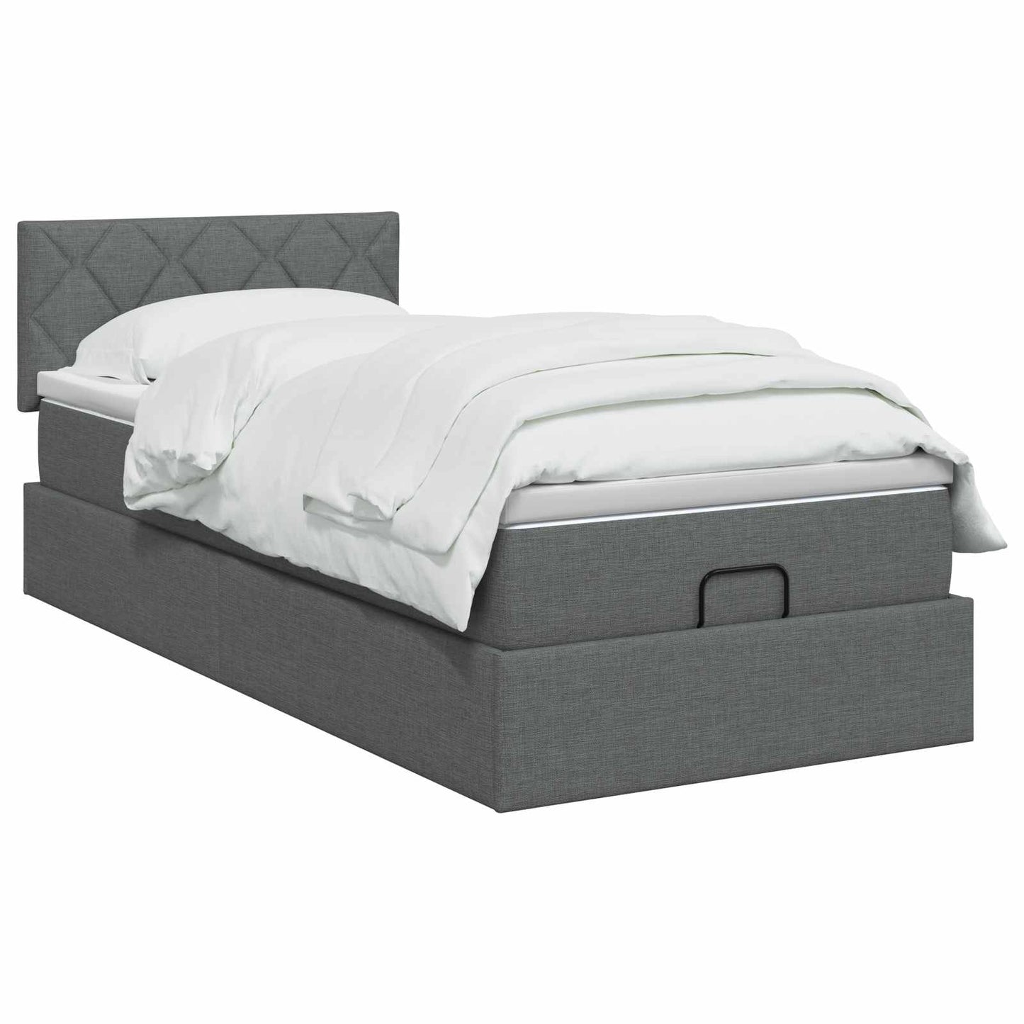 Ottoman Bett mit Matratze Dunkelgrau 80 x 200 cm Stoff