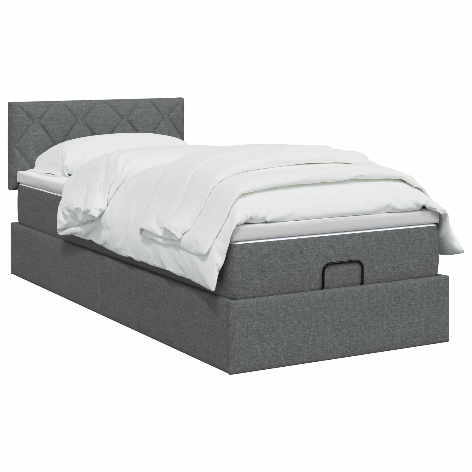Ottoman Bett mit Matratze Dunkelgrau 80 x 200 cm Stoff