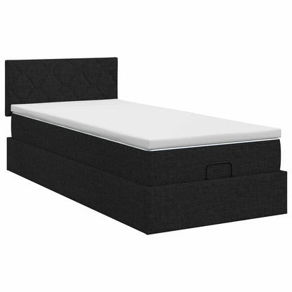 Ottoman Bett mit Matratze Schwarz 80 x 200 cm Stoff