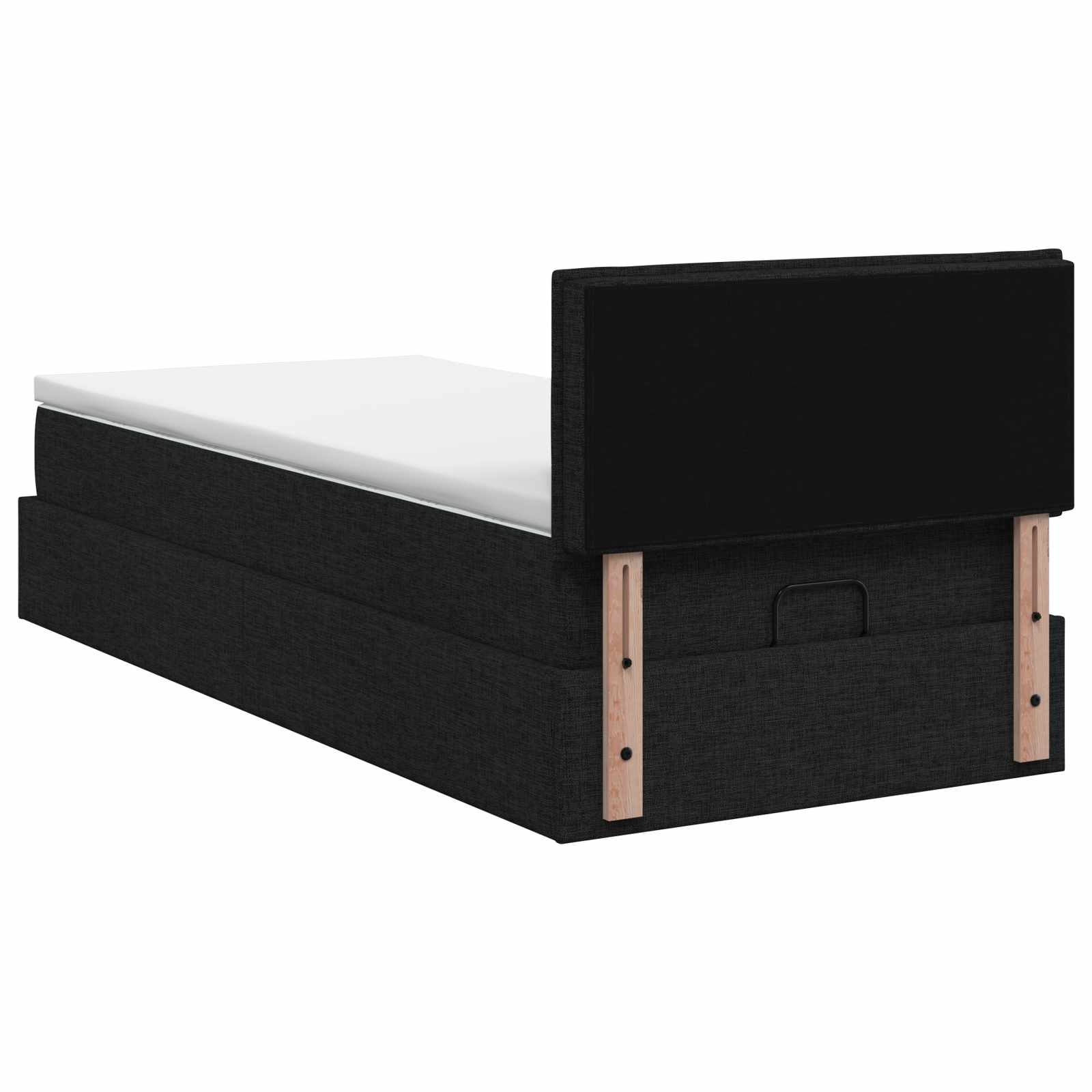Ottoman Bett mit Matratze Schwarz 90 x 190 cm Stoff