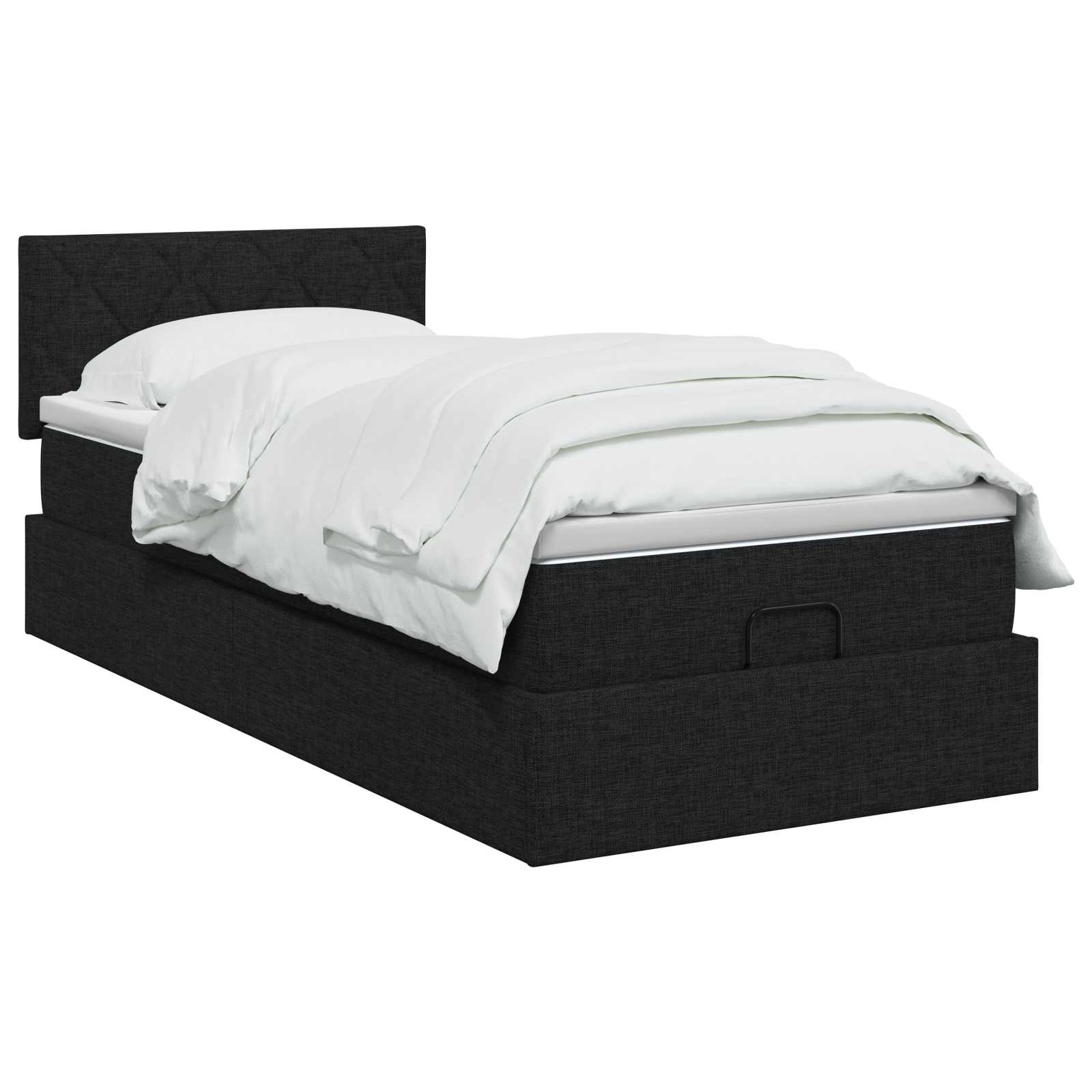 Ottoman Bett mit Matratze Schwarz 90 x 190 cm Stoff