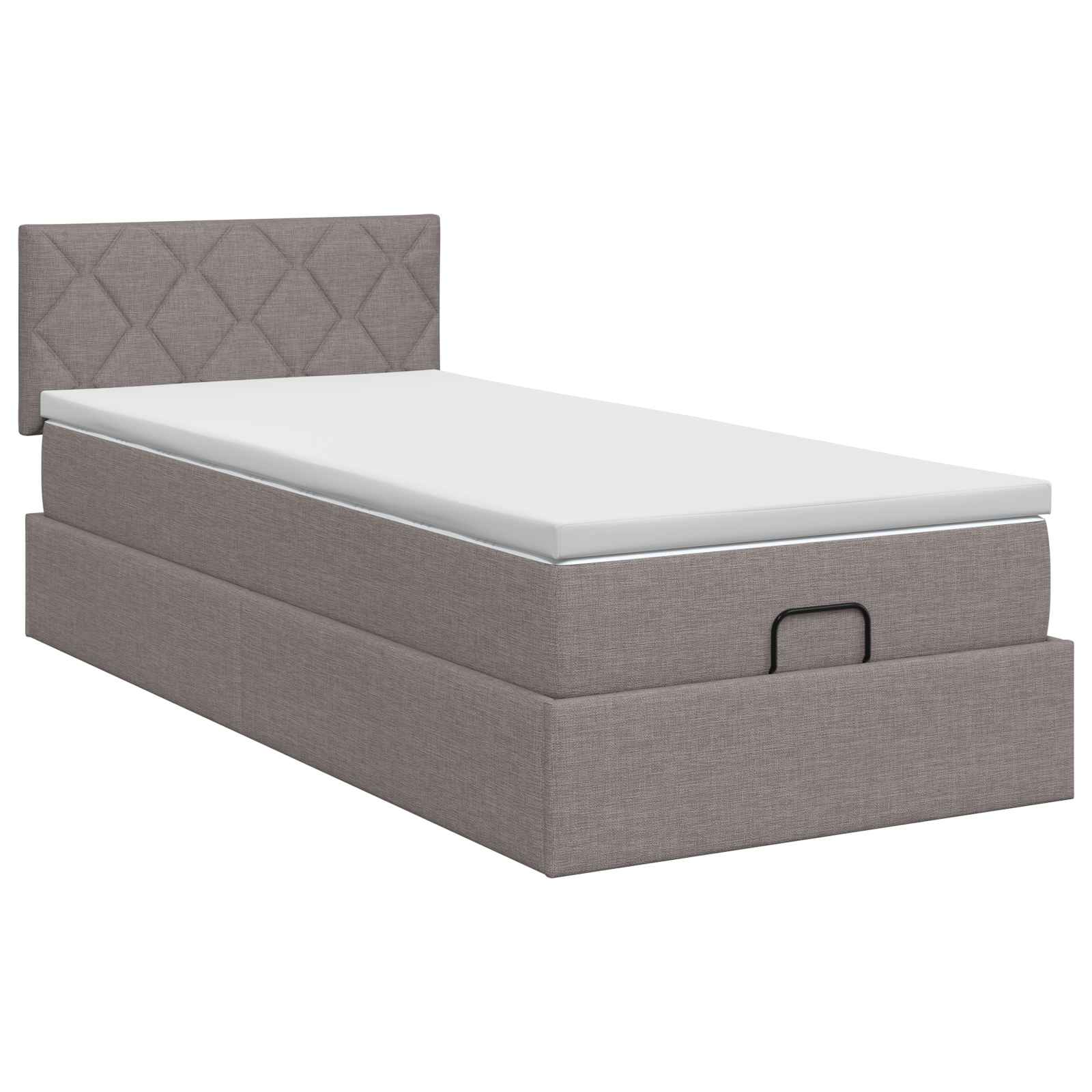 Ottoman Bett mit Matratze mit Kopfteil Taupe 90 x 190 cm Stoff