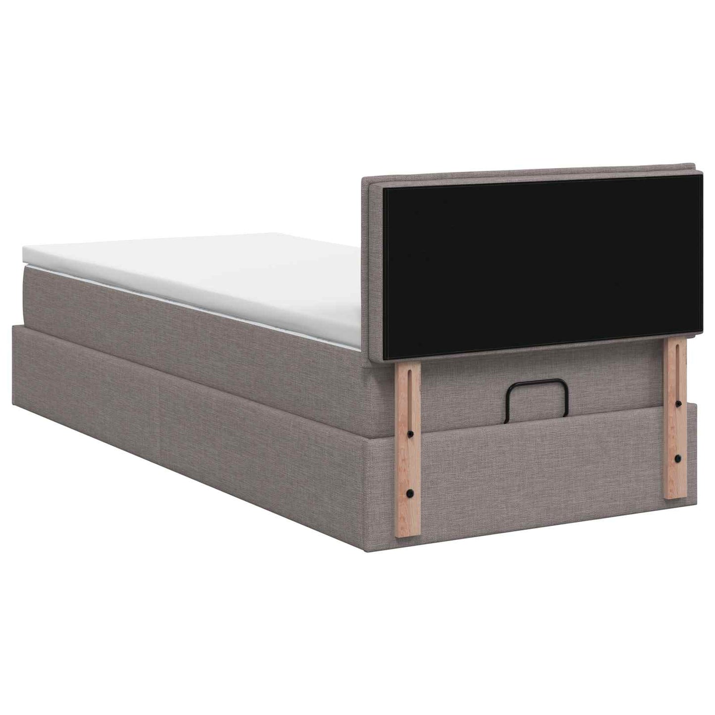 Ottoman Bett mit Matratze mit Kopfteil Taupe 90 x 190 cm Stoff