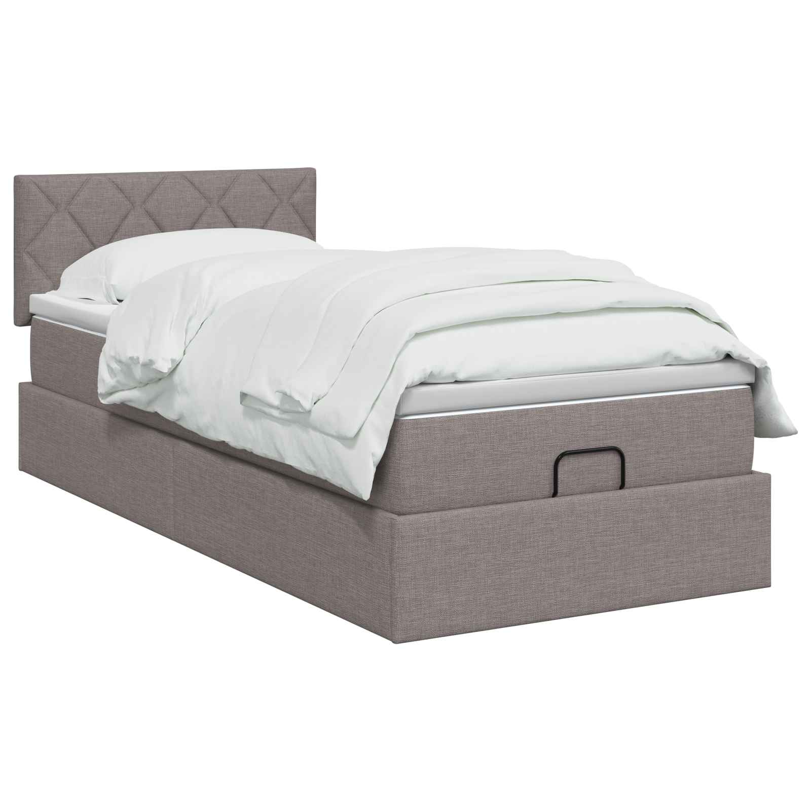 Ottoman Bett mit Matratze mit Kopfteil Taupe 90 x 190 cm Stoff