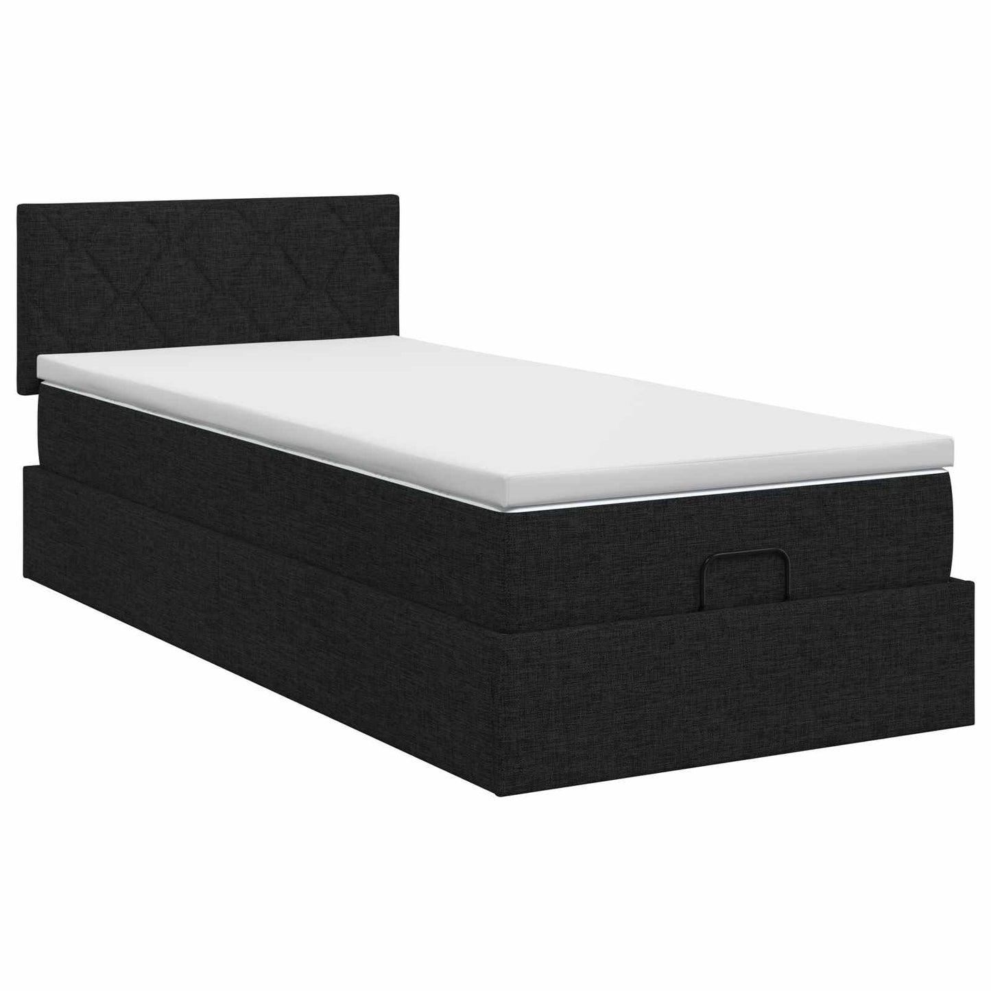 Ottoman Bett mit Matratze Schwarz 90 x 200 cm Stoff