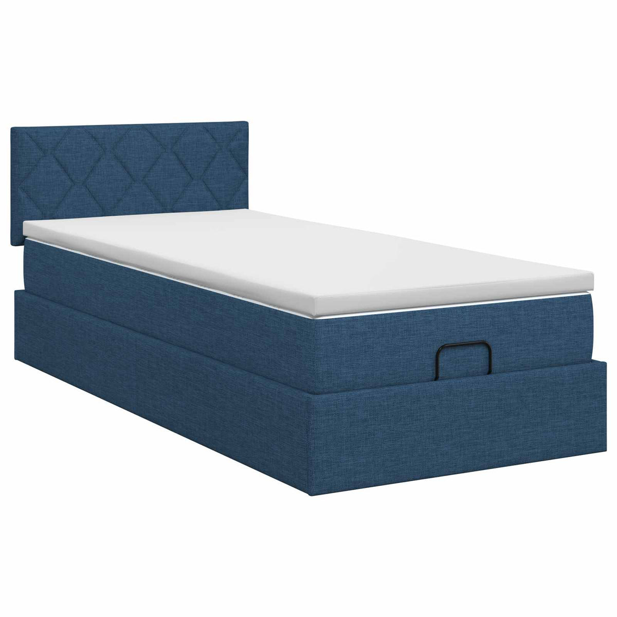 Ottoman Bett mit Matratze mit Kopfteil Blau 90 x 200 cm Stoff