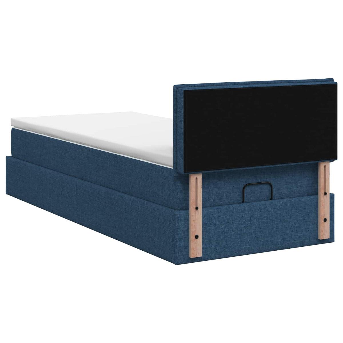 Ottoman Bett mit Matratze mit Kopfteil Blau 90 x 200 cm Stoff