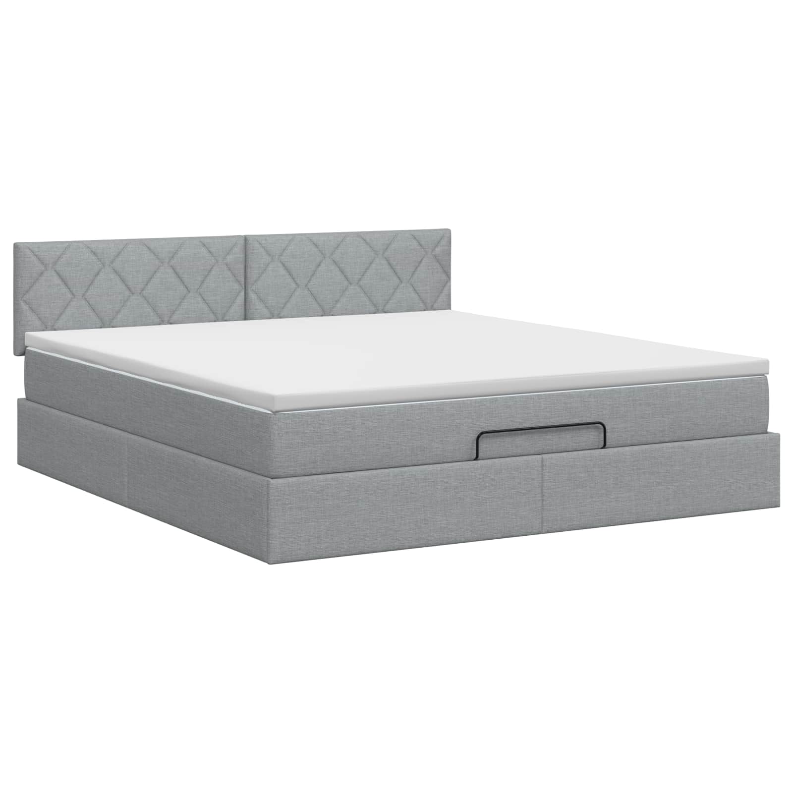 Ottoman Bett mit Matratze Hellgrau 140 x 200 cm Stoff