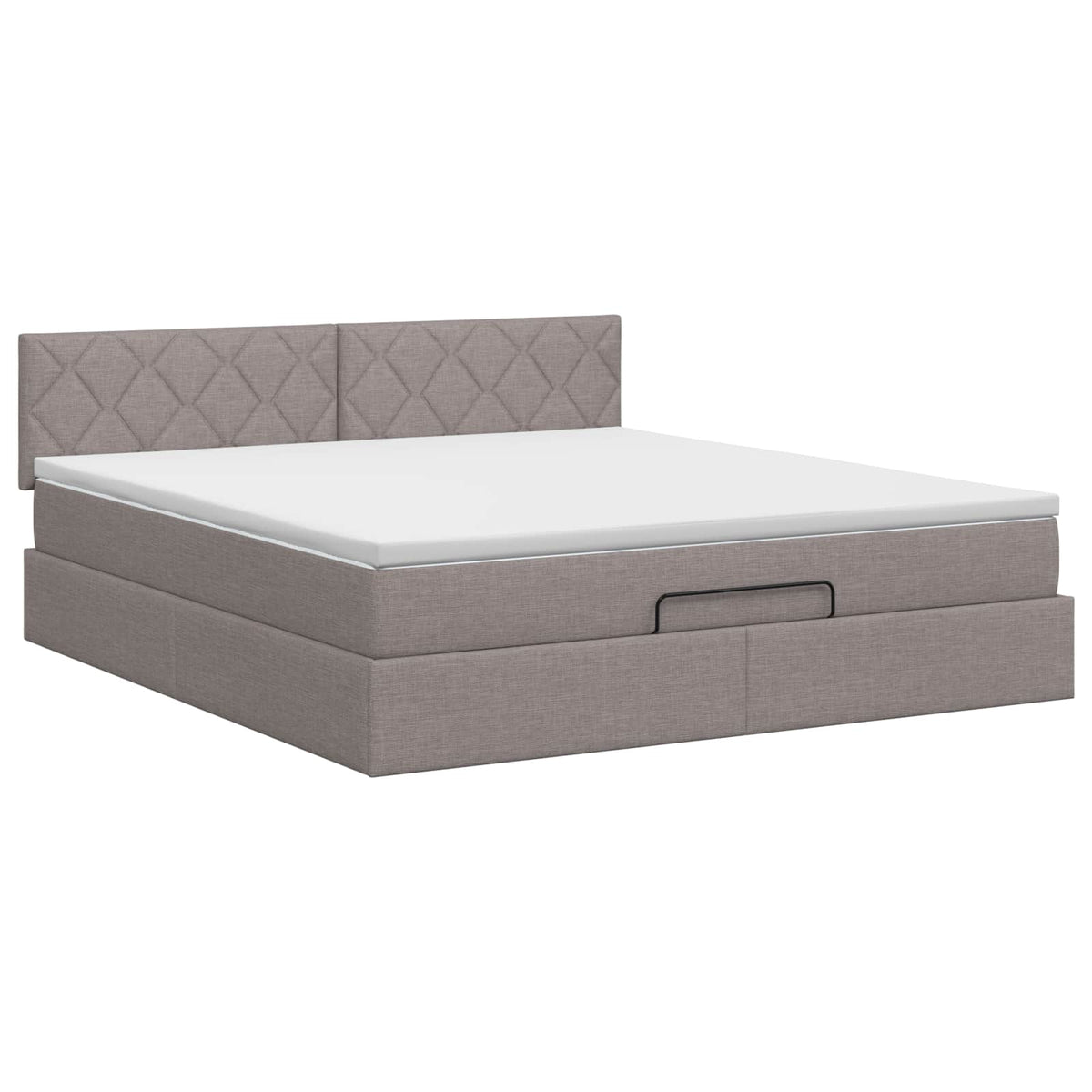 Ottoman Bett mit Matratze mit Kopfteil Taupe 160 x 200 cm Stoff