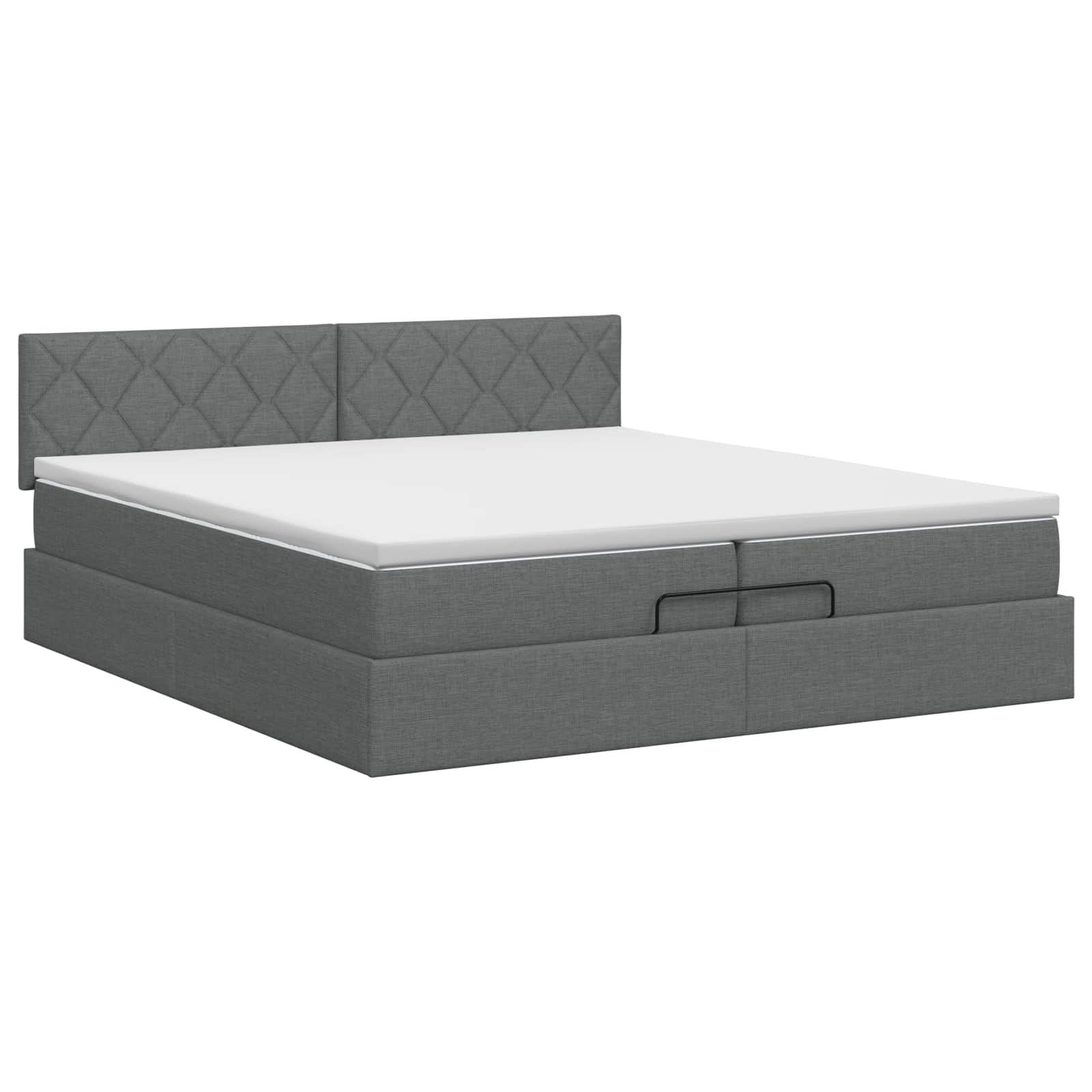Ottoman Bett mit Matratze Dunkelgrau 200 x 200 cm Stoff