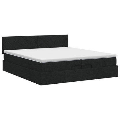 Ottoman Bett mit Matratze Schwarz 200 x 200 cm Stoff
