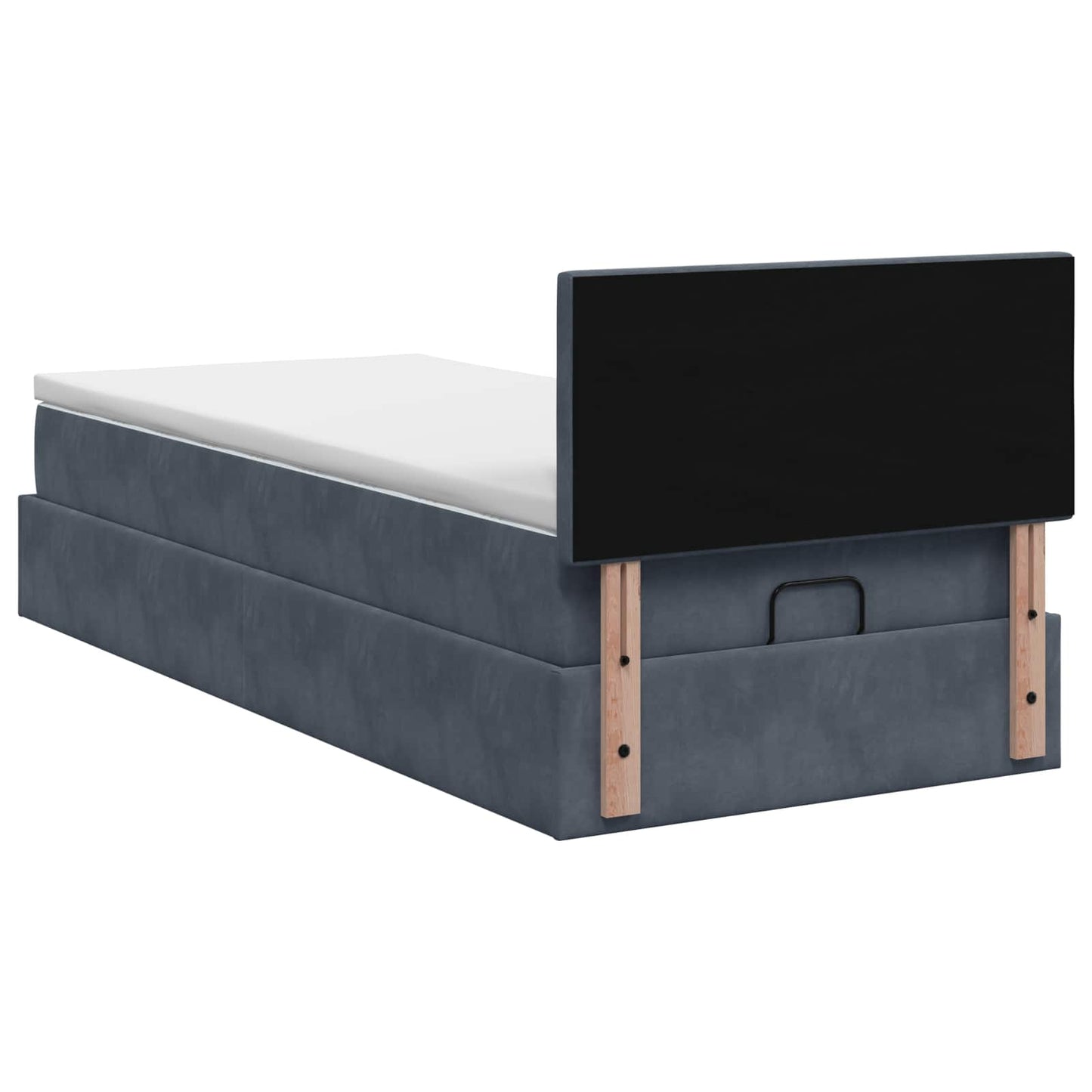 Ottoman Bett mit Matratze Dunkelgrau 80 x 200 cm Samt