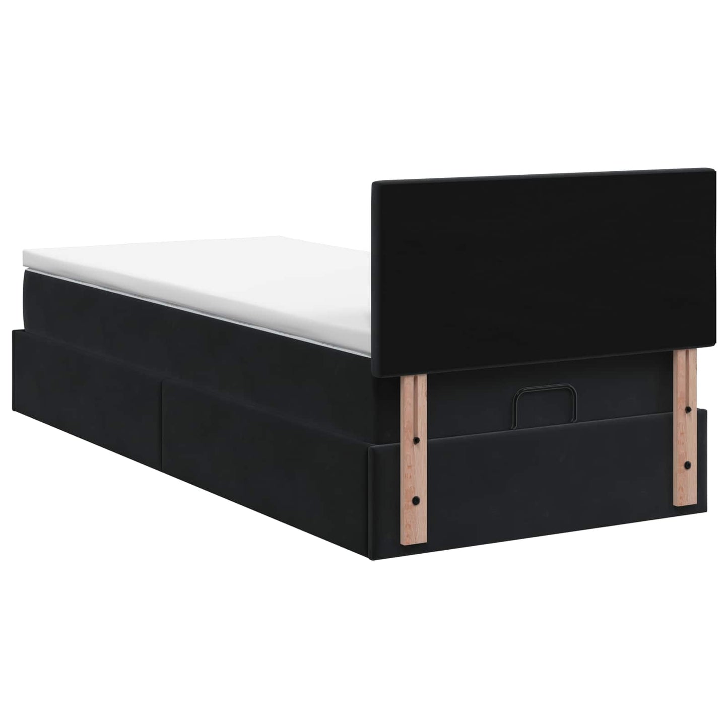 Ottoman Bett mit Matratze mit Kopfteil Schwarz 90 x 190 cm Samt
