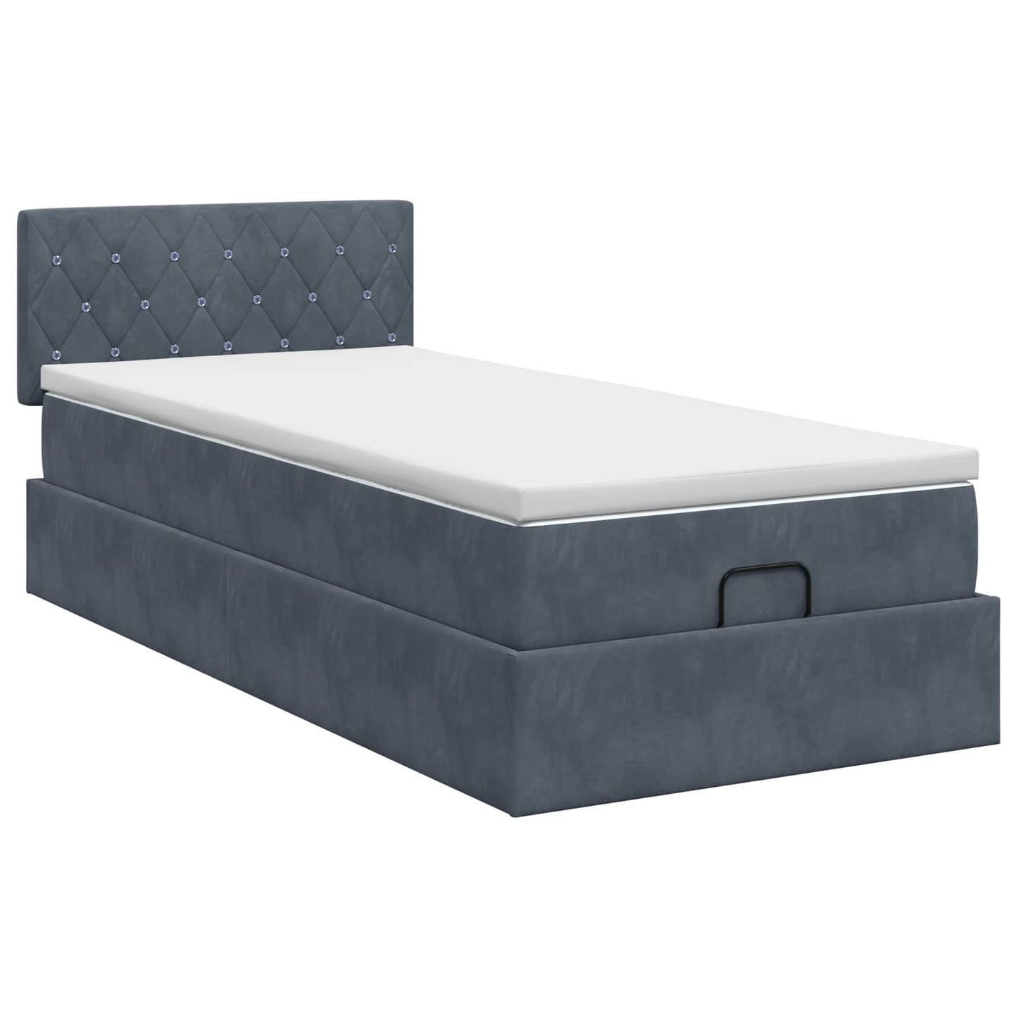 Ottoman Bett mit Matratze Dunkelgrau 90 x 200 cm Samt