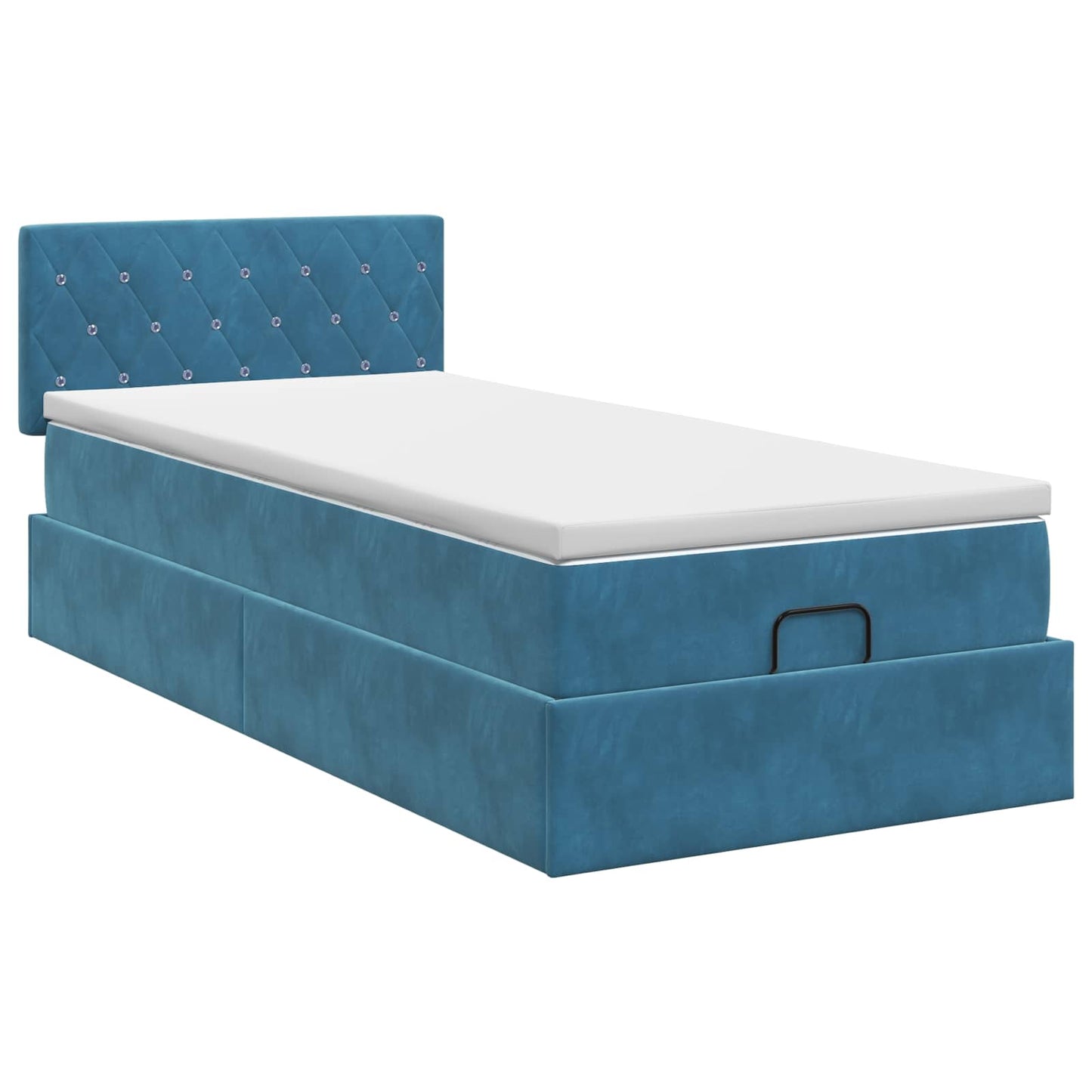 Ottoman Bett mit Matratze Dunkelblau 90 x 200 cm Samt