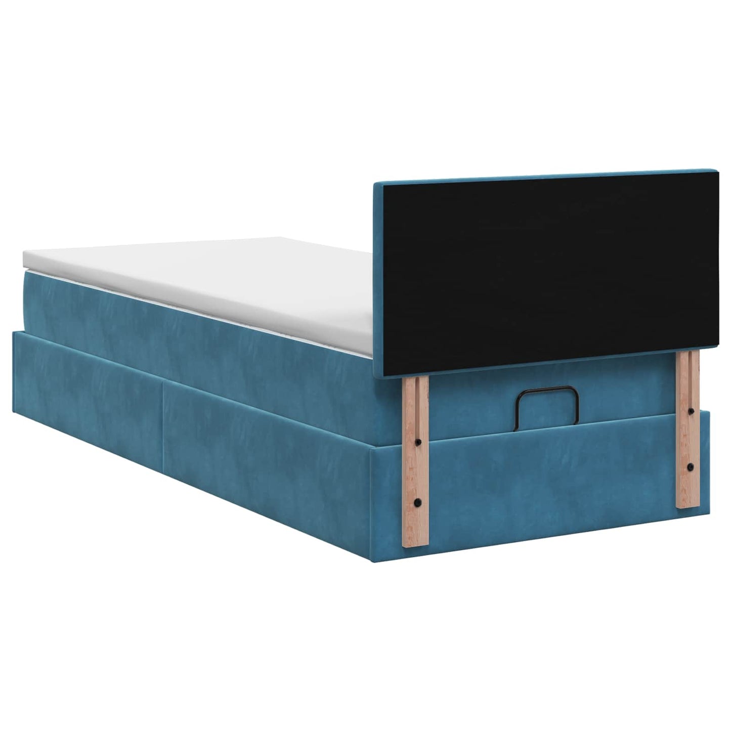 Ottoman Bett mit Matratze Dunkelblau 90 x 200 cm Samt