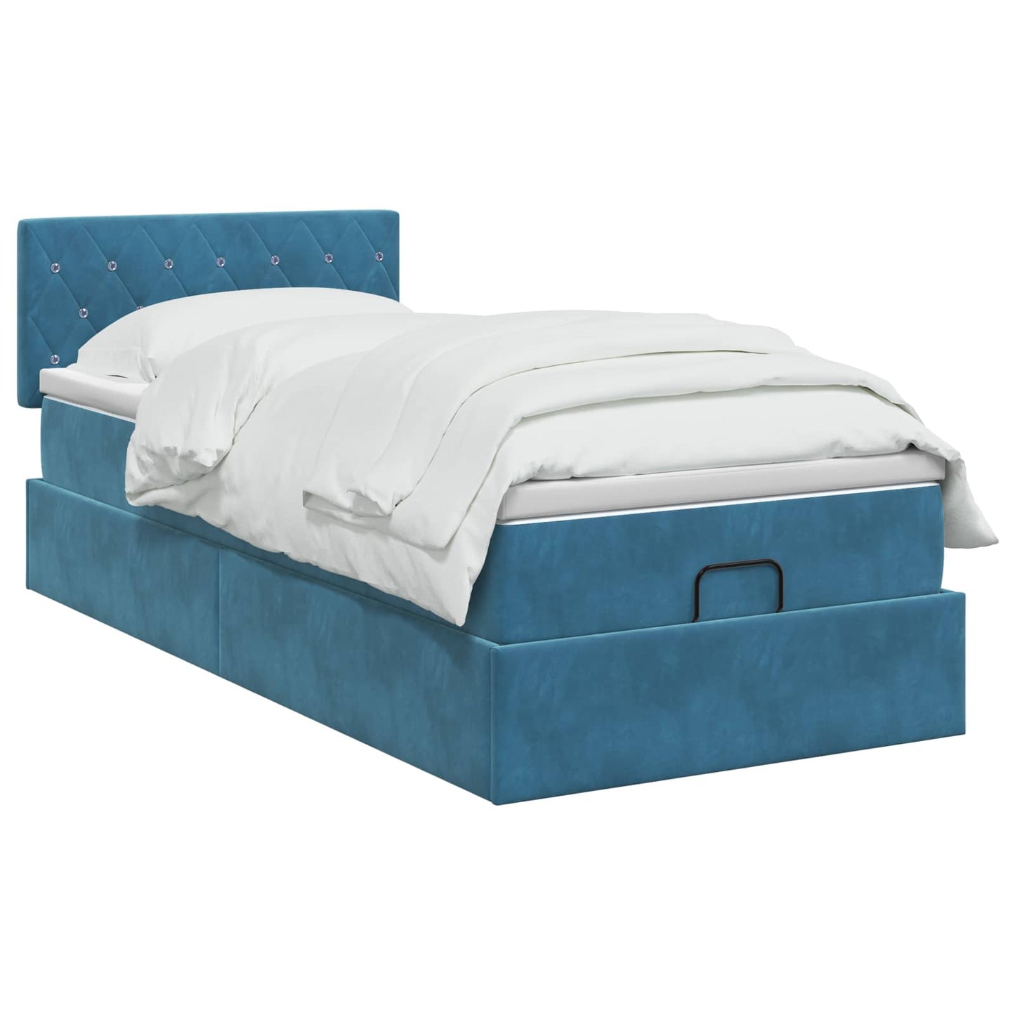 Ottoman Bett mit Matratze Dunkelblau 90 x 200 cm Samt
