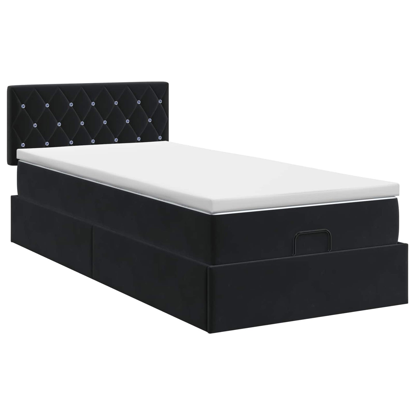 Ottoman Bett mit Matratze Schwarz 100 x 200 cm Samt