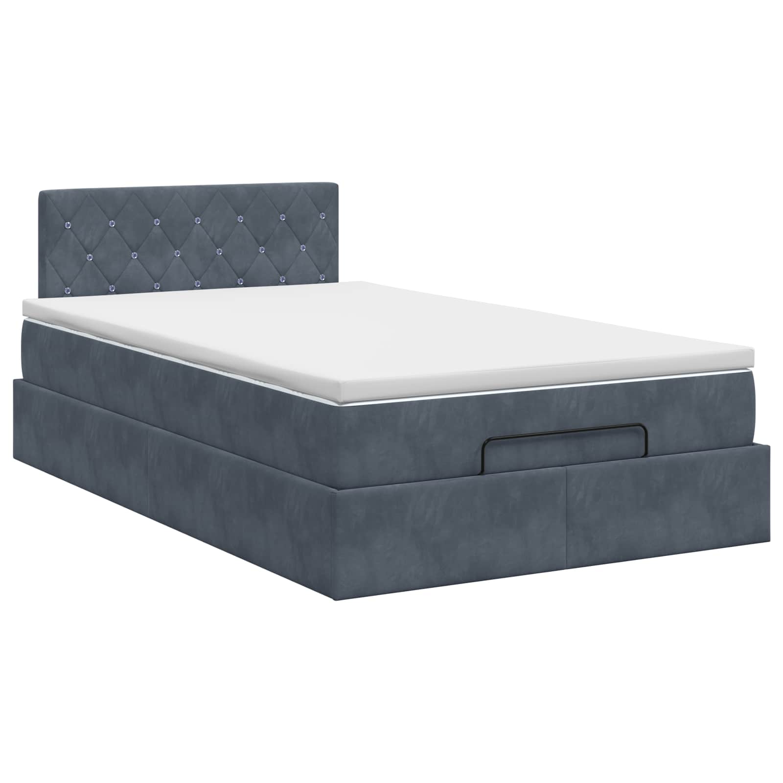 Ottoman Bett mit Matratze Dunkelgrau 120 x 190 cm Samt