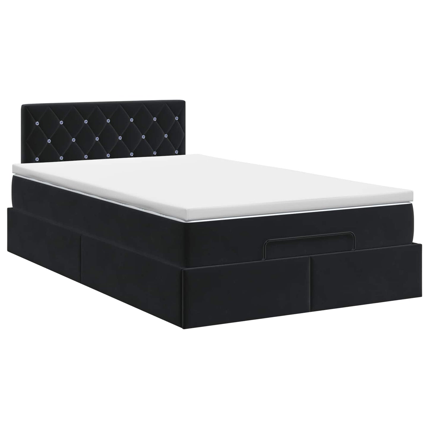 Ottoman Bett mit Matratze Schwarz 120 x 190 cm Samt