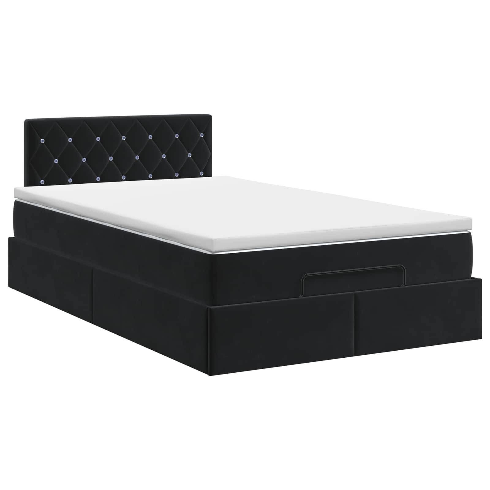 Ottoman Bett mit Matratze Schwarz 120 x 190 cm Samt