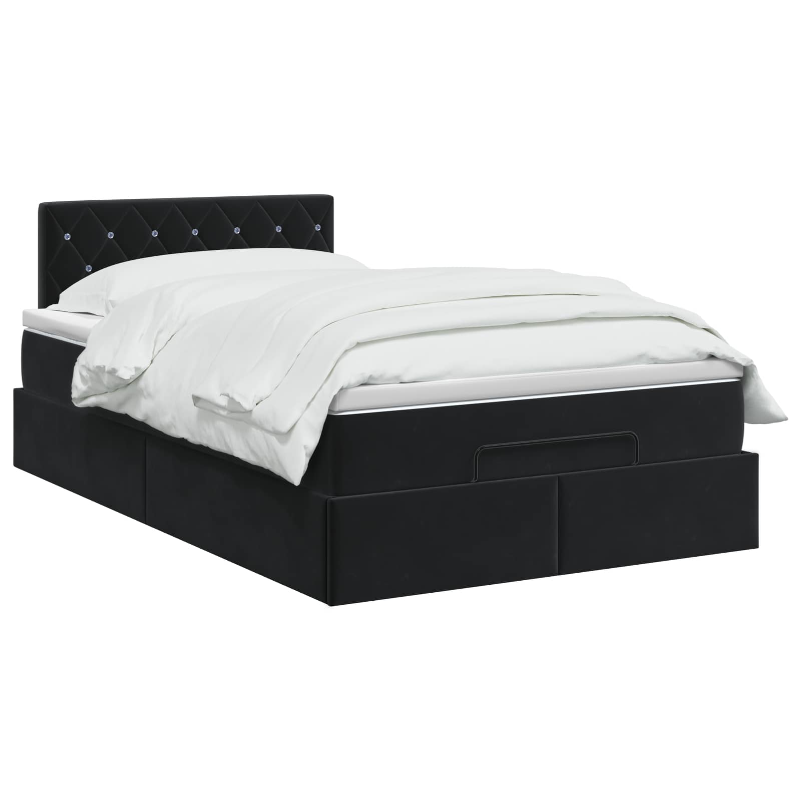 Ottoman Bett mit Matratze Schwarz 120 x 190 cm Samt