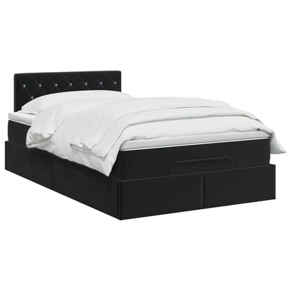 Ottoman Bett mit Matratze Schwarz 120 x 190 cm Samt