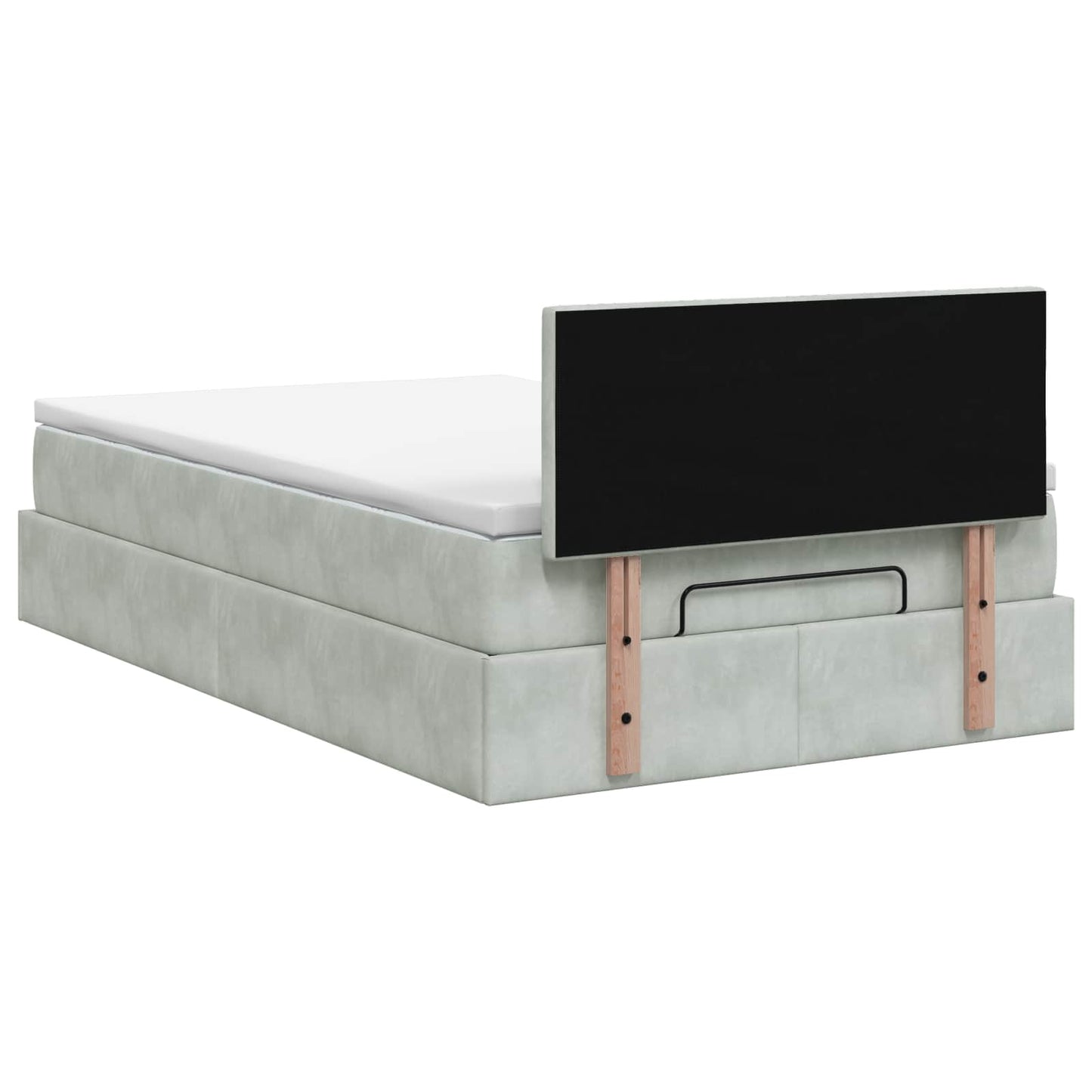 Ottoman Bett mit Matratze Hellgrau 120 x 200 cm Samt