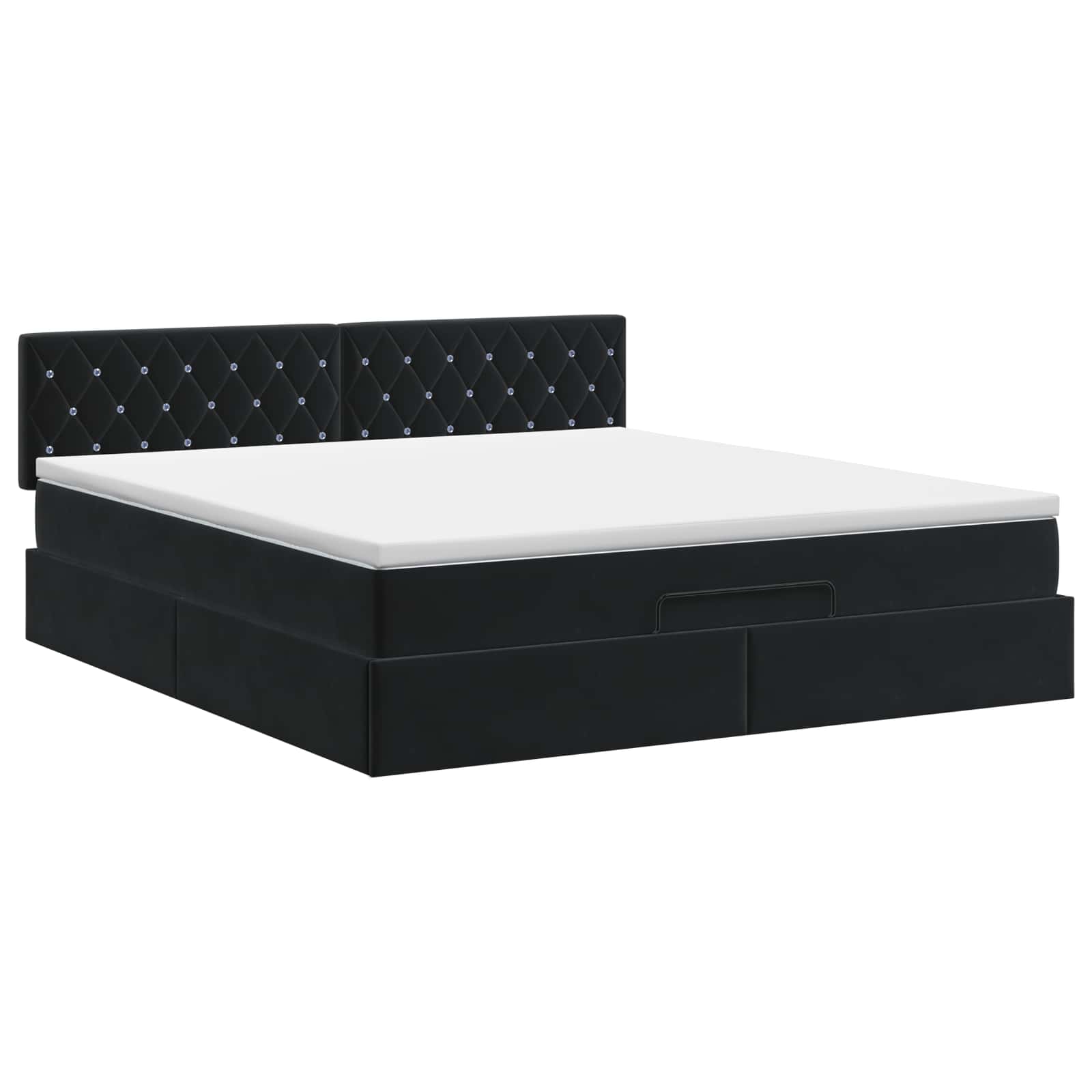 Ottoman Bett mit Matratze Schwarz 160 x 200 cm Samt