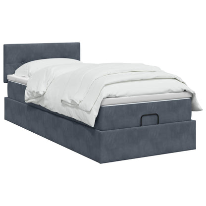 Ottoman Bett mit Matratze Dunkelgrau 80 x 200 cm Samt