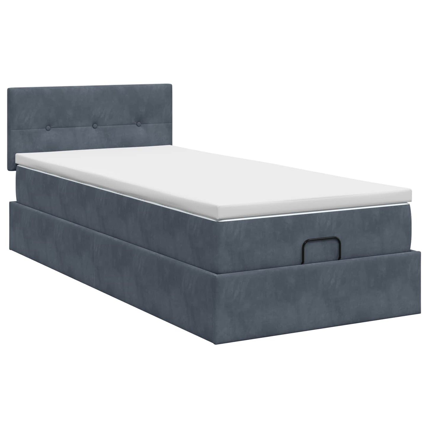 Ottoman Bett mit Matratze Dunkelgrau 90 x 190 cm Samt