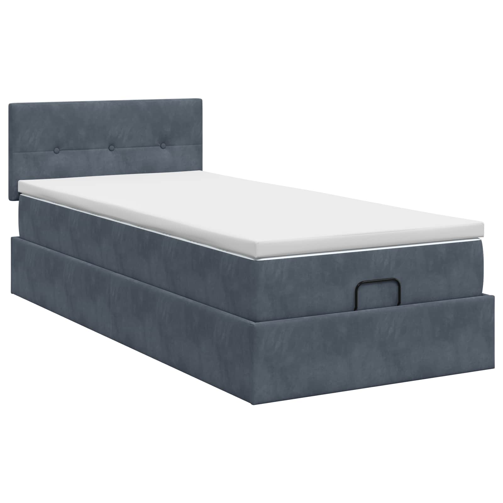 Ottoman Bett mit Matratze Dunkelgrau 90 x 200 cm Samt