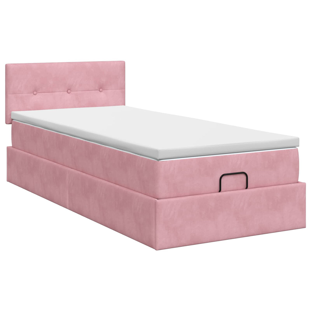 Ottoman Bett mit Matratze mit Kopfteil Rosa 90 x 200 cm Samt