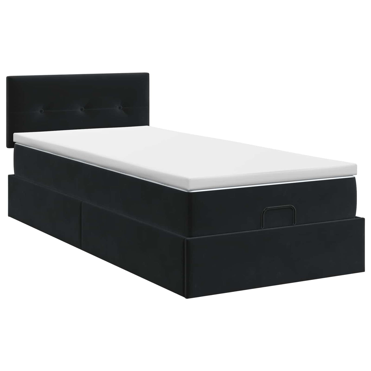 Ottoman Bett mit Matratze Schwarz 100 x 200 cm Samt
