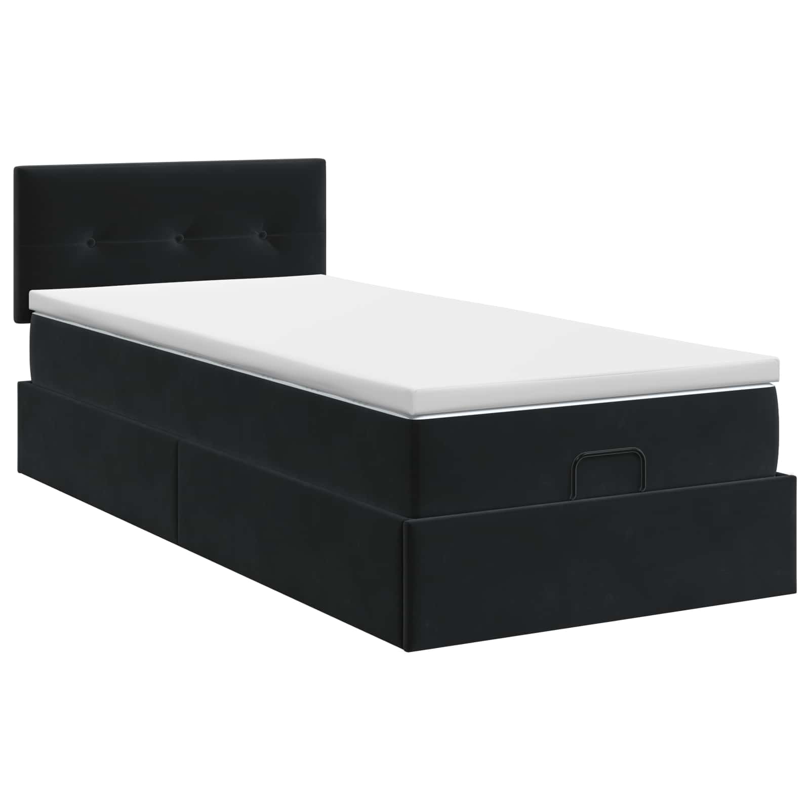 Ottoman Bett mit Matratze Schwarz 100 x 200 cm Samt