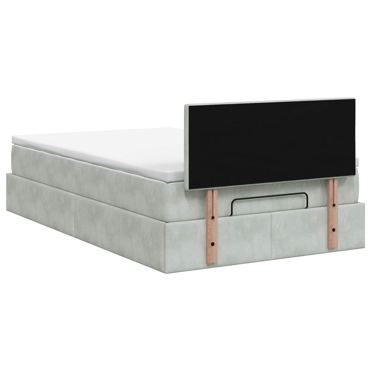 Ottoman Bett mit Matratze Hellgrau 120 x 190 cm Samt