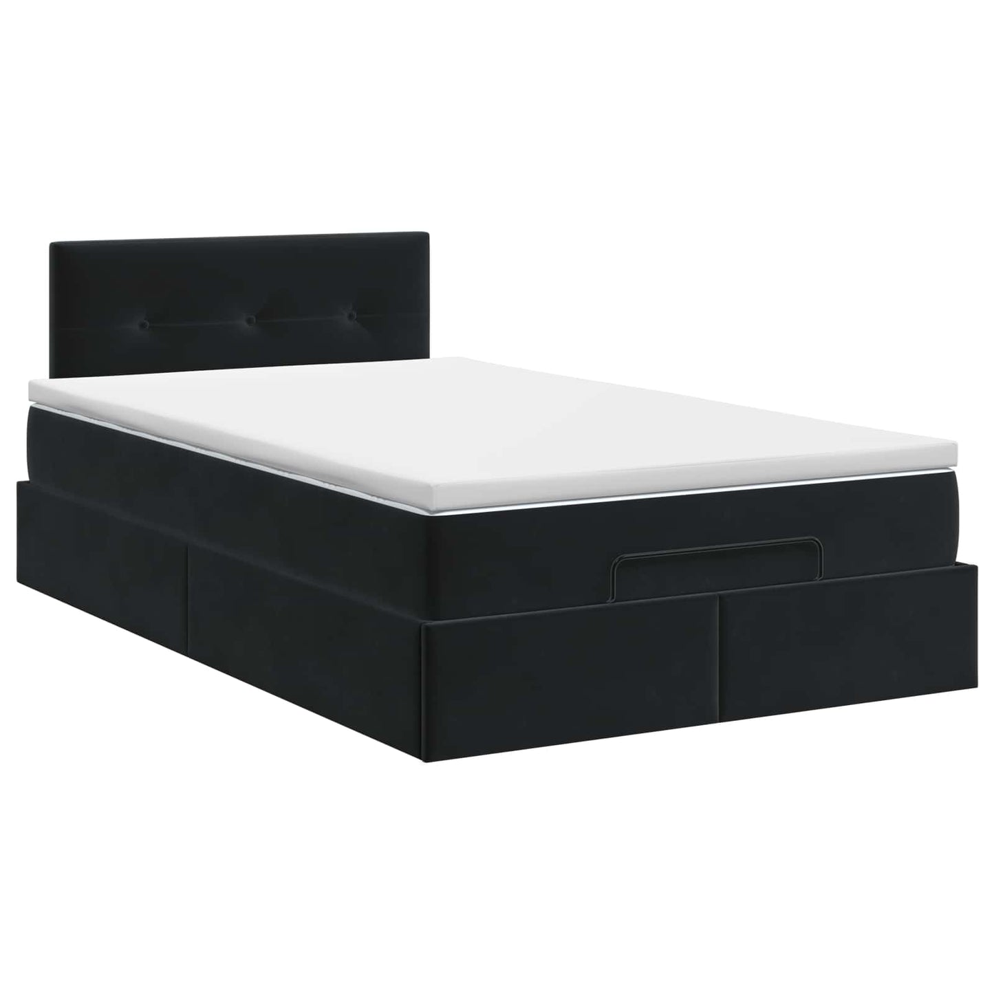 Ottoman Bett mit Matratze Schwarz 120 x 190 cm Samt