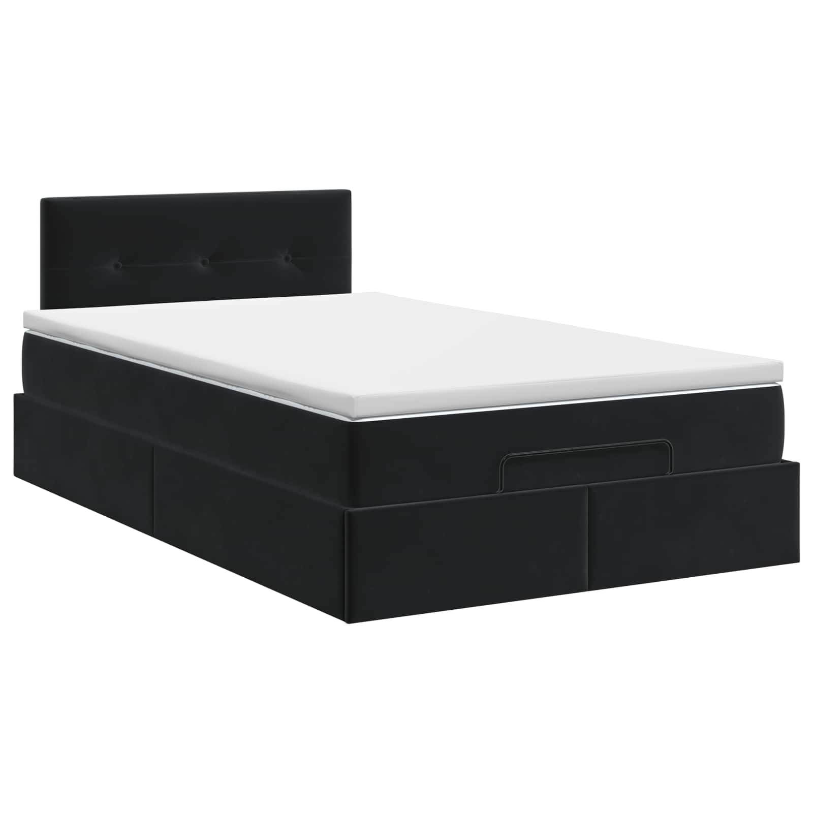 Ottoman Bett mit Matratze Schwarz 120 x 190 cm Samt