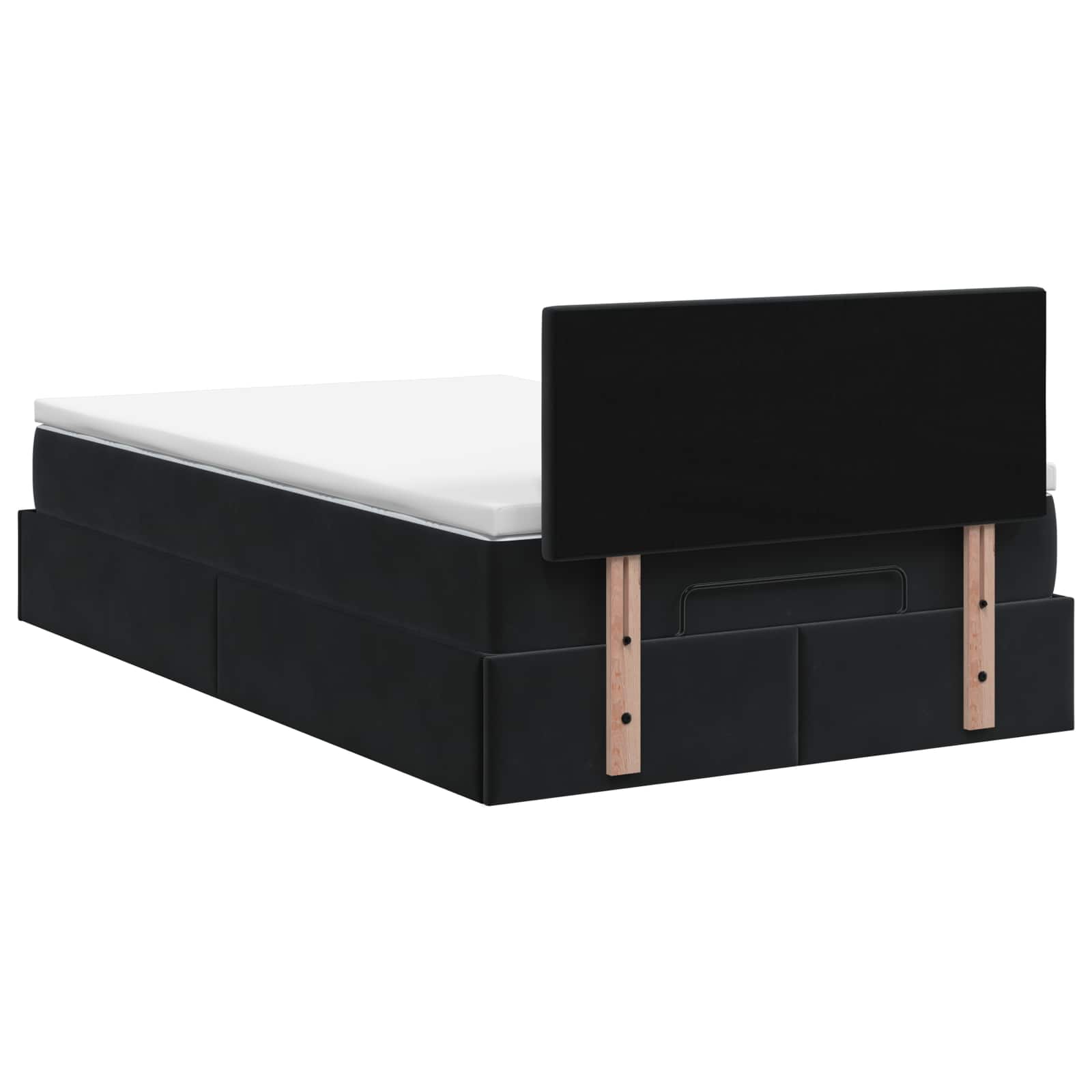Ottoman Bett mit Matratze Schwarz 120 x 190 cm Samt