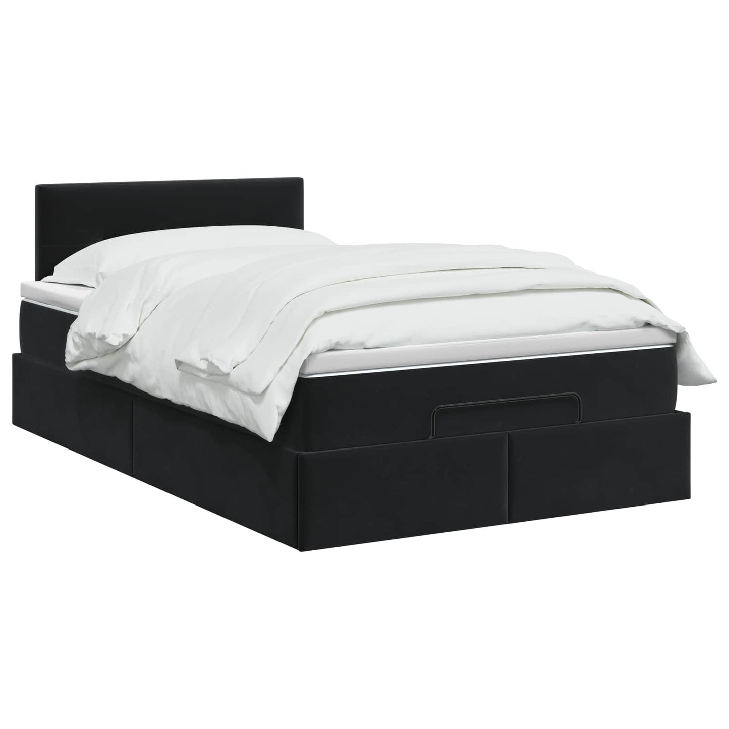 Ottoman Bett mit Matratze Schwarz 120 x 190 cm Samt