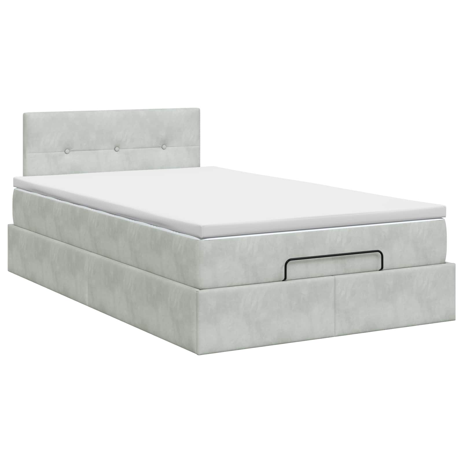 Ottoman Bett mit Matratze Hellgrau 120 x 200 cm Samt