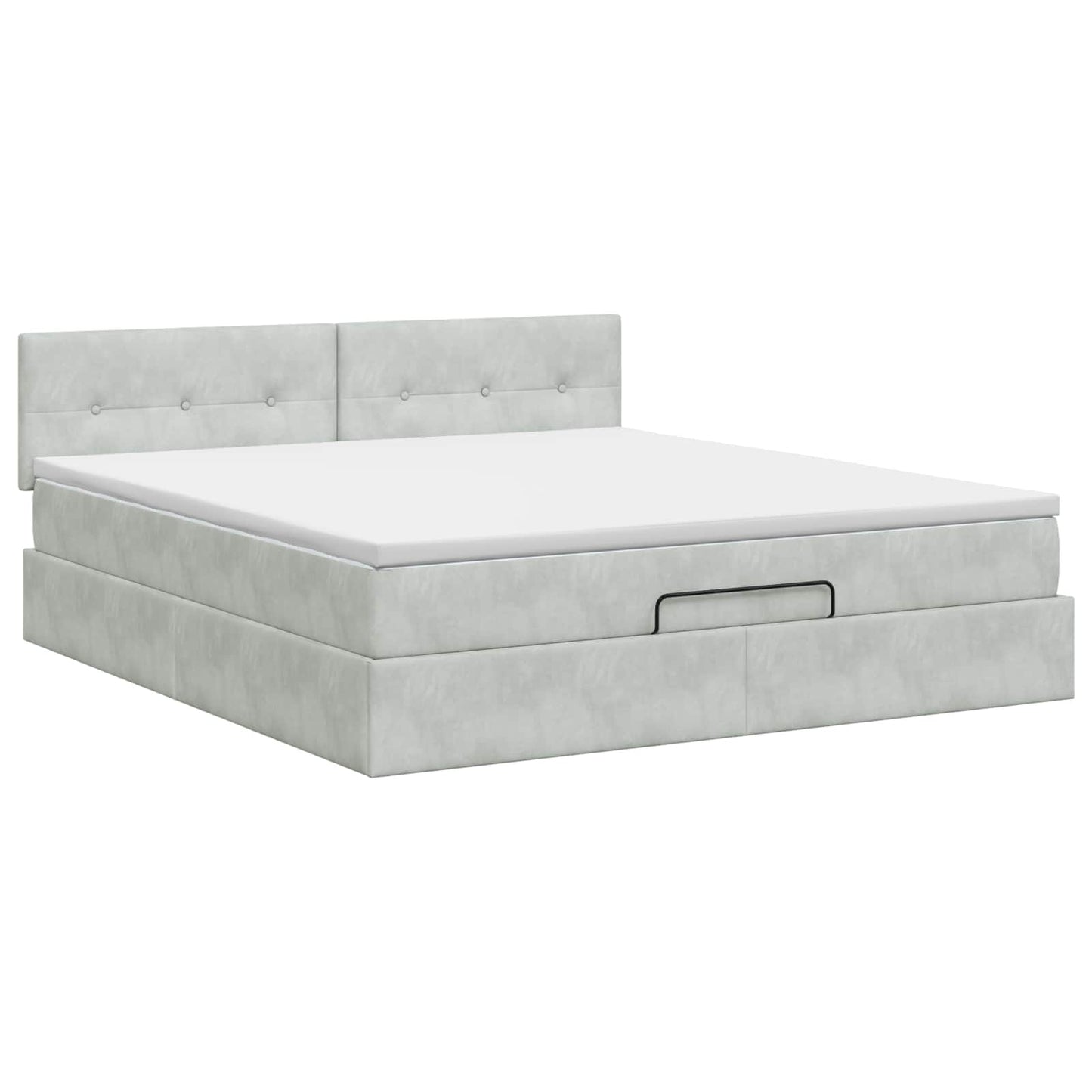 Ottoman Bett mit Matratze Hellgrau 140 x 190 cm Samt