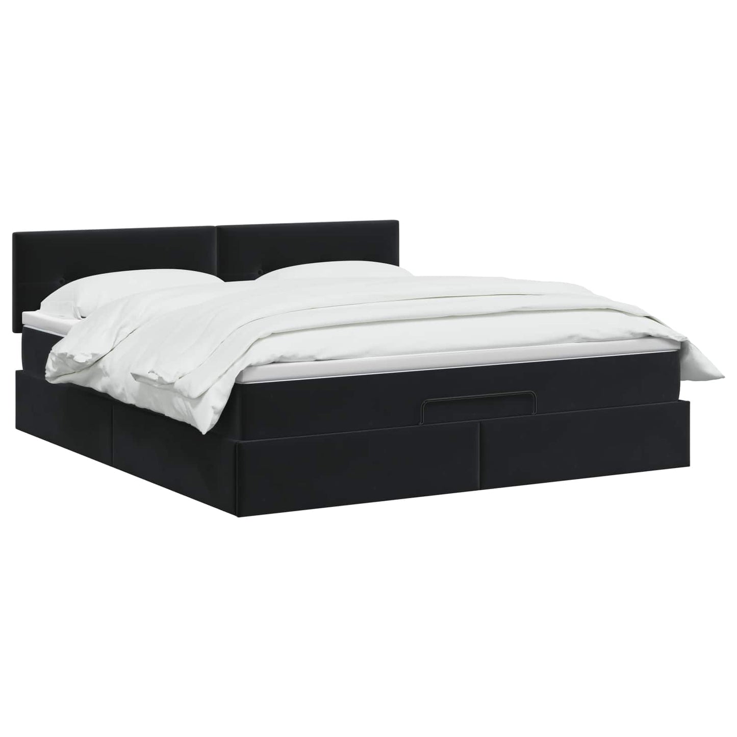 Ottoman Bett mit Matratze Schwarz 140 x 190 cm Samt