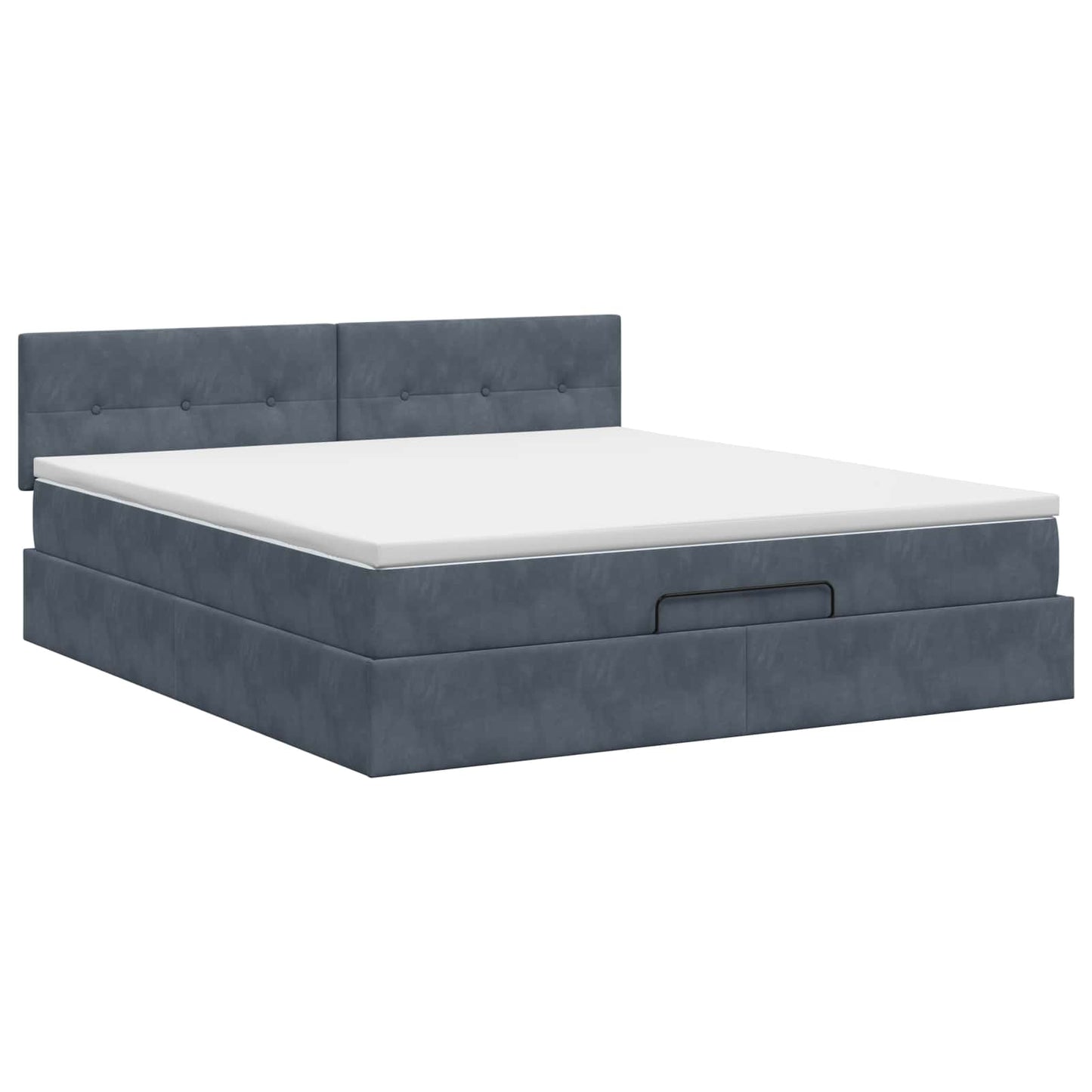 Ottoman Bett mit Matratze Dunkelgrau 140 x 200 cm Samt